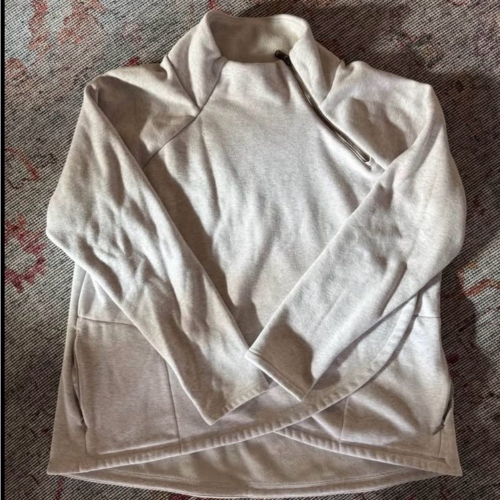 Athleta Cream Asymmetrical Cowlneck Pullover Sweater - Picture 5 of 6